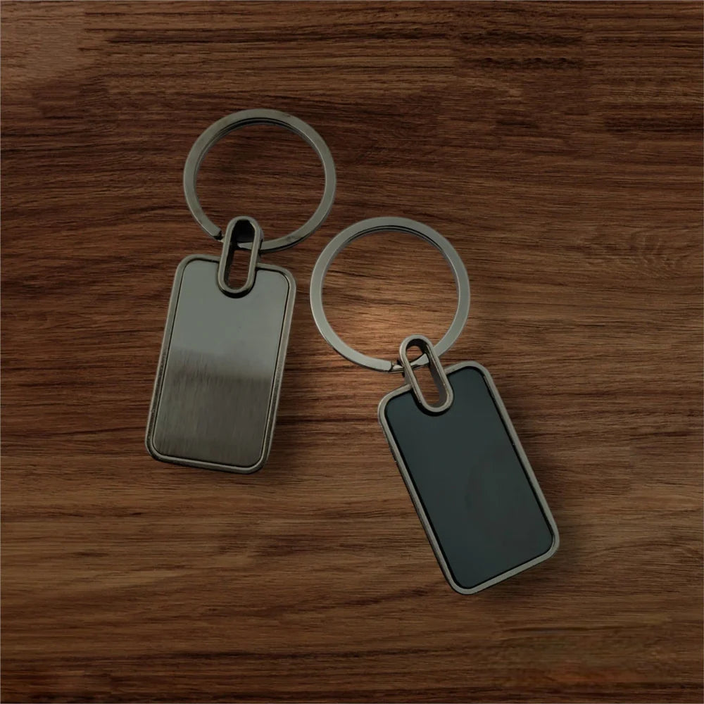 Slim Rectangular Metal Keychain