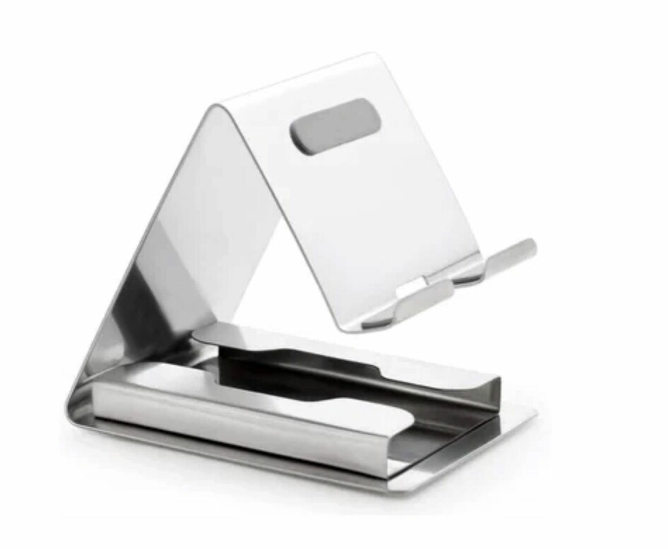 Stainless Steel Mobile Stand With Business Card Holder